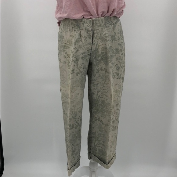 Isda & Co Linen Cropped Pants Sage Green Size 8 - Picture 1 of 8